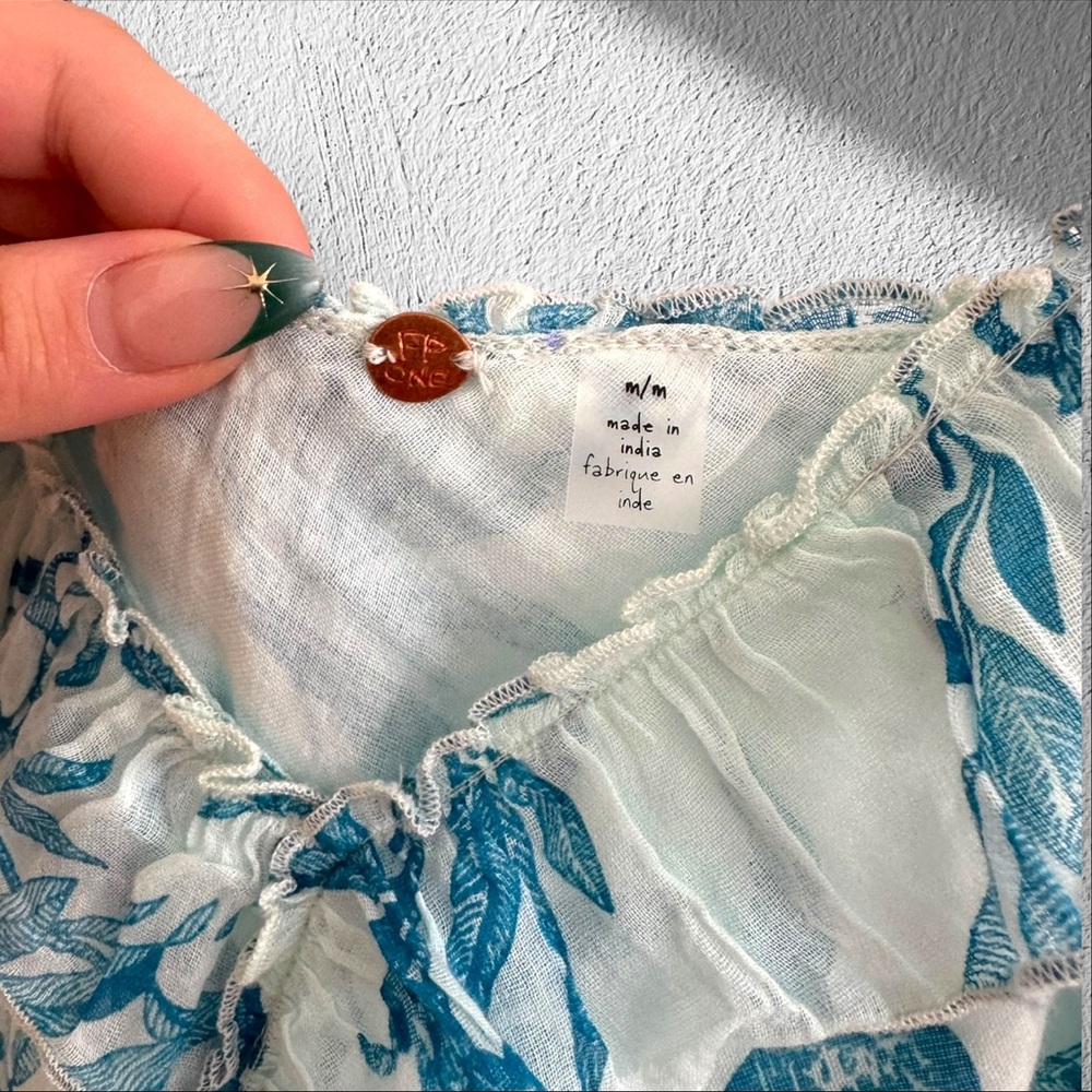 Free People X Intimately FP Vida Printed Asymmetric Hem Cotton Cami in Sky - Picture 5 of 8